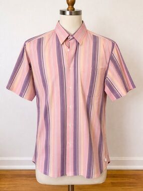 Cinch Pink & Blue Multi-Stripe Short Sleeve Button Down